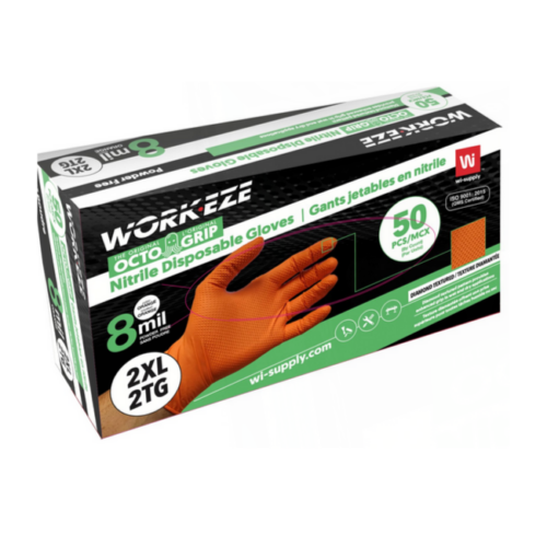 Wipeco Textured Nitrile 8 mil Orange Disposable Glove