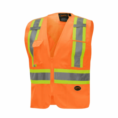 Hi-Vis Tricot Poly Safety Vest - Mesh-Back - 5-pt Tear-Away